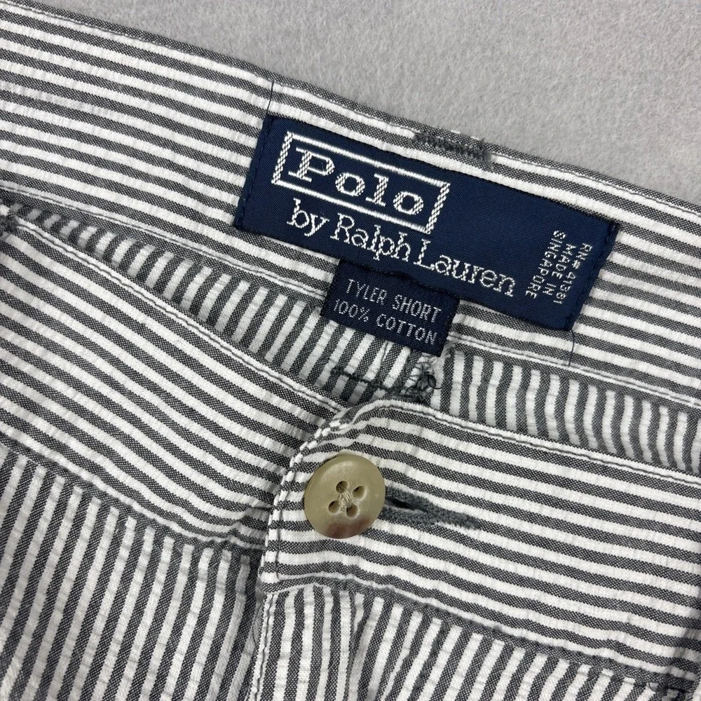 Polo Ralph Lauren Tyler Seersucker Shorts Men’s 33 Gray Striped Double Pleated
